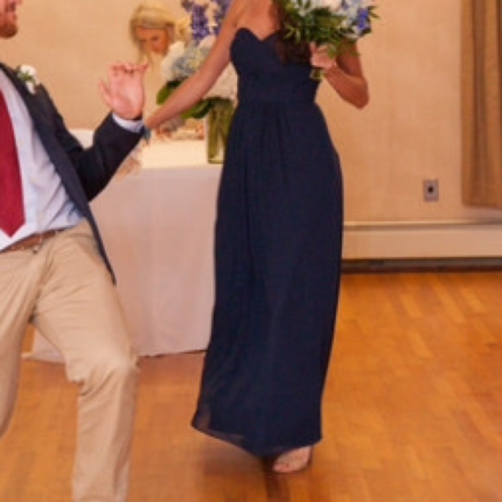 Bill Levkoff navy blue bridesmaid dress (fits 0-2)
